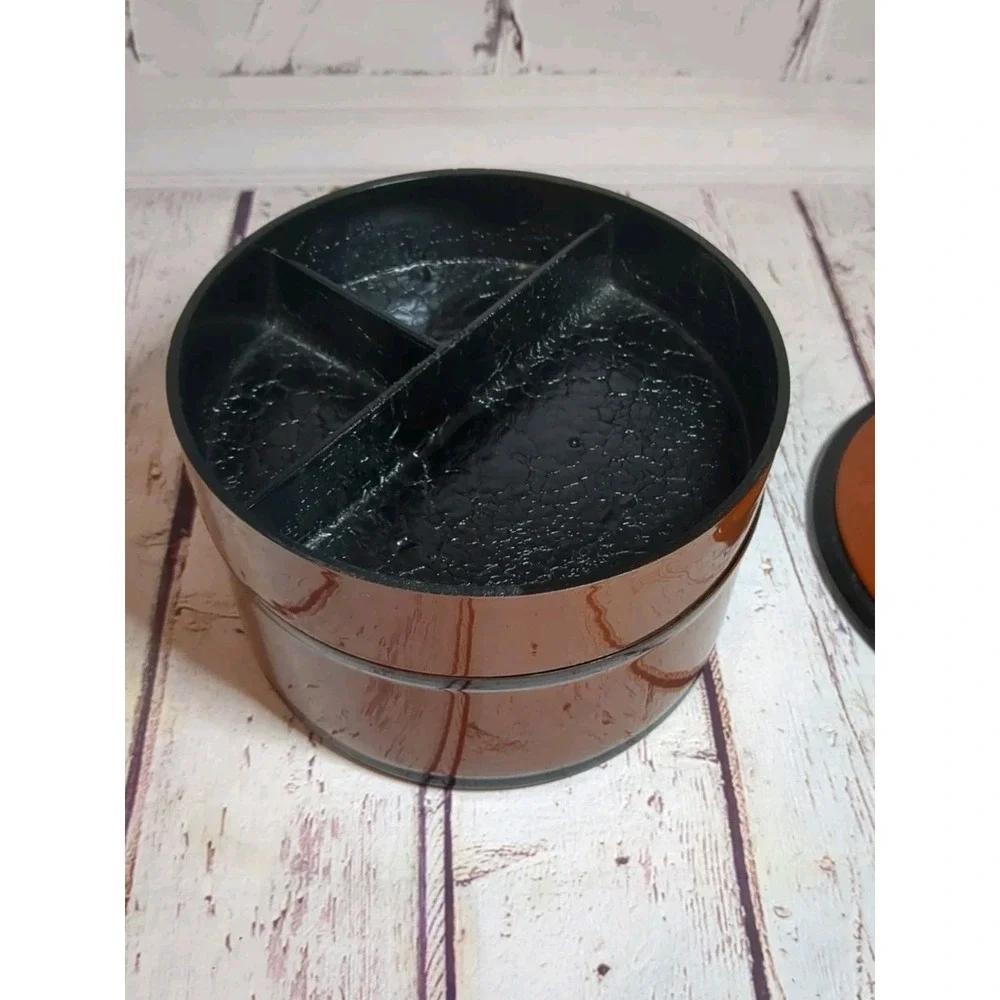 Japanese Stacking Vanity Trinket Box Unpainted Plastic‎ Laquerware Simple